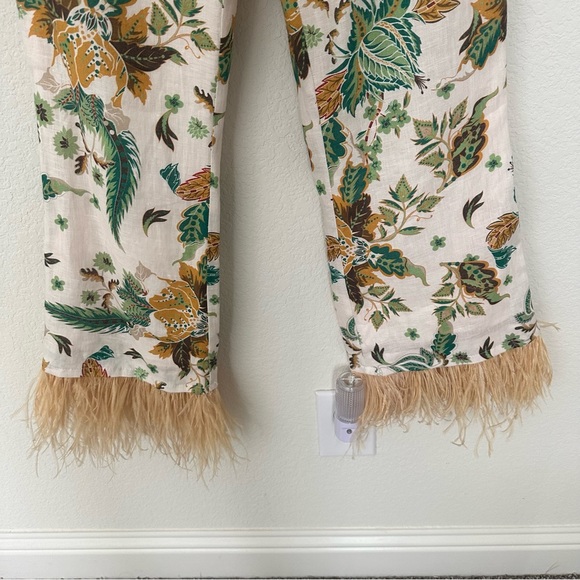 NWT ANTONIO MELANI x The Nat Note Larkin Paisley Feathered Cropped Linen Pants - Picture 10 of 14